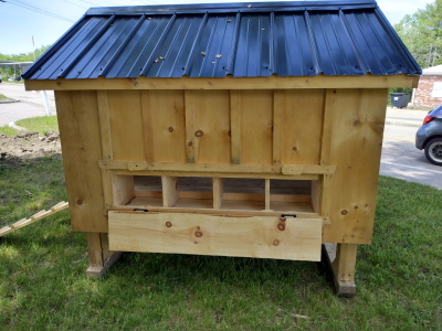 Box on a 5x6 Amish-made chicken coop
