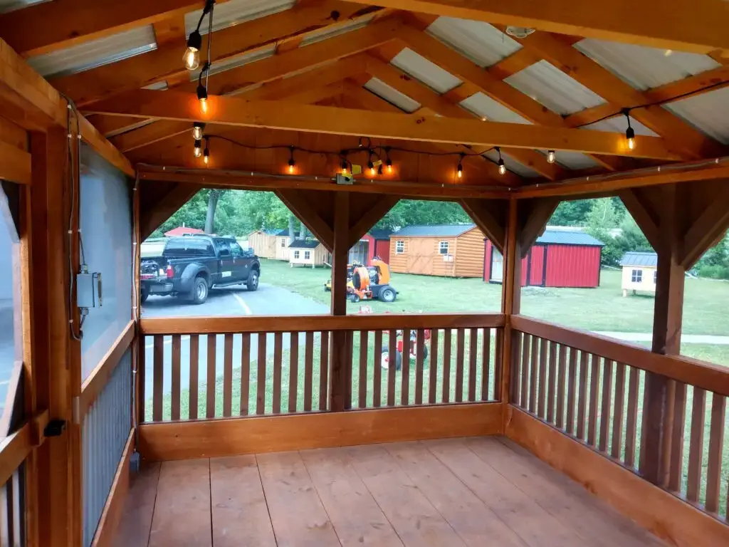 Amish-made gazebo with lights