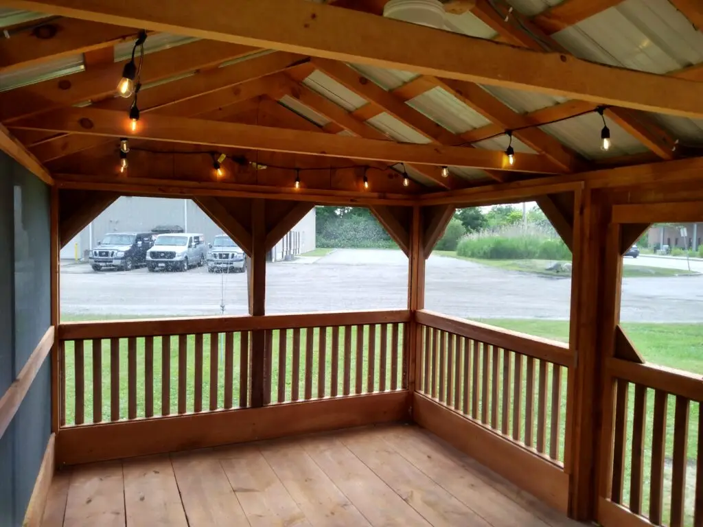 Amish-made gazebo with lights