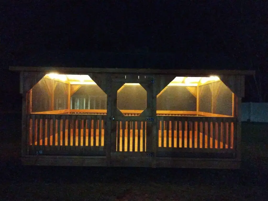 Amish-made gazebo with lights