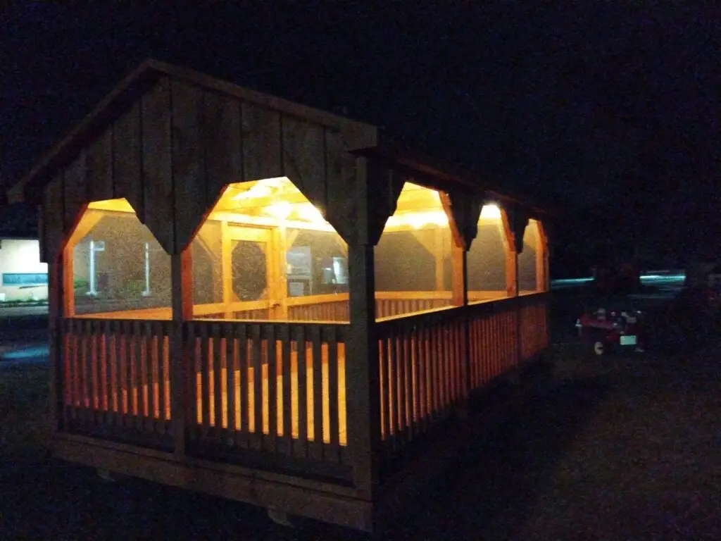 Amish-made gazebo with lights