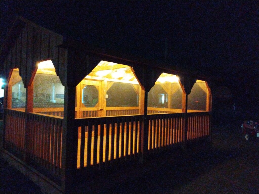 Amish-made gazebo with lights