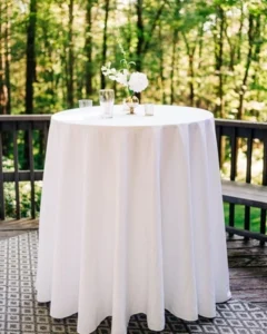 stand up cocktail table rental with tablecloth rental