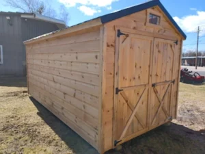 8x16 Amish-built Dutch Lap Shed right side double door and back