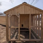 8x16 Amish Chicken Coop and Run - run door open - Steves Rental