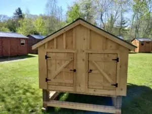 6x10 Amish Built Chicken Coop and Run closed nesting box and access door