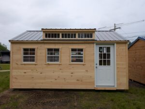 12x18 Tongue & Groove Amish Shed with Dormers and French Doors - Back