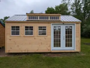 12x18 Tongue & Groove Shed with Dormers and French Doors - Front